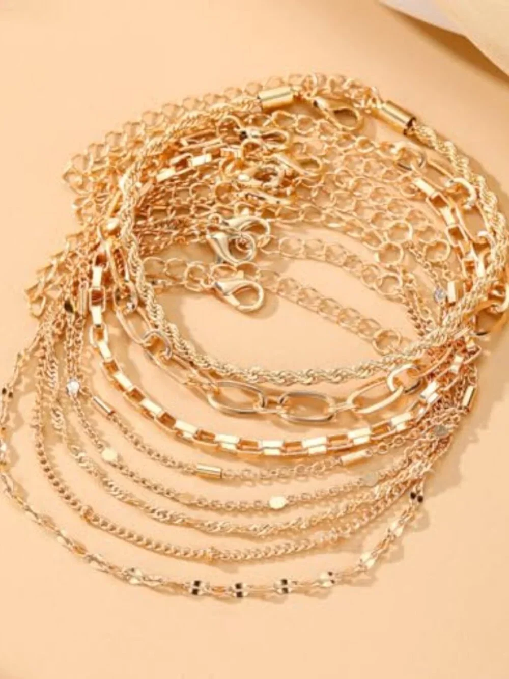 Gold Bracelets for Women,‎ 14K Gold Plated Dainty Link Chain Bracelet set